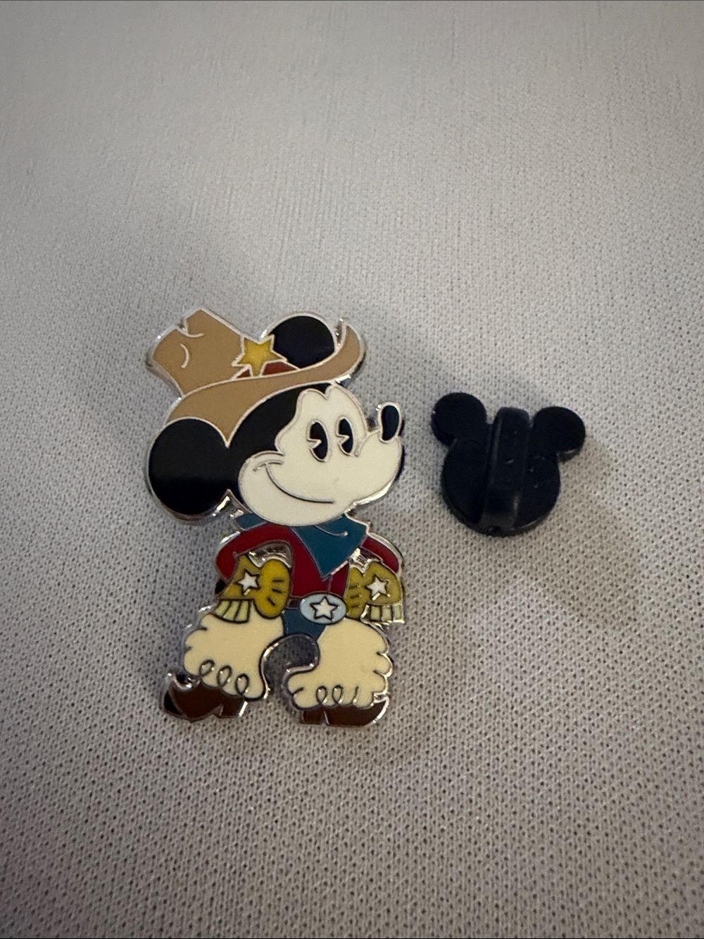 Disney Mickey Mouse Cowboy Pin - Black, Cream, Red, Blue, Tan